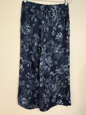 Liz Claiborne wide leg pants navy & light blue floral SZ 6